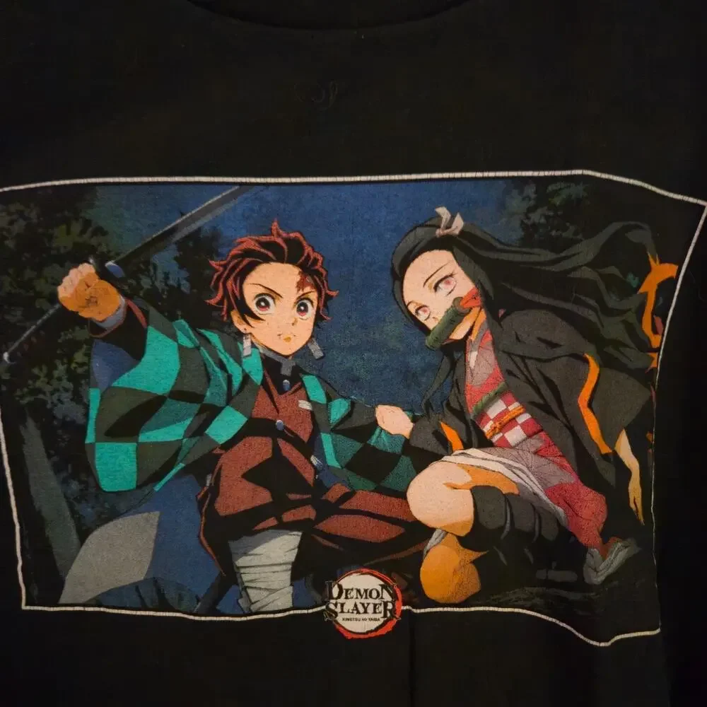 Demon Slayer T-Shirt Size Large Black Anime Tanjiro & Nezuko Graphic Tee Size L